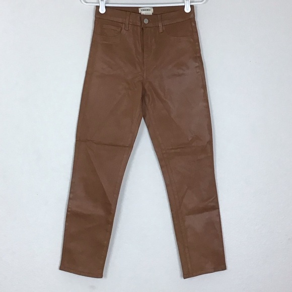 L'AGENCE Margot Java Coated High Rise Skinny Jeans Brown Size 25 - Picture 2 of 12